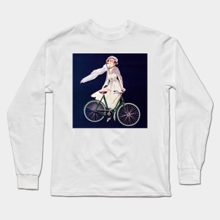 Woman in White Dress with Bicycle 1912 France Long Sleeve T-Shirt